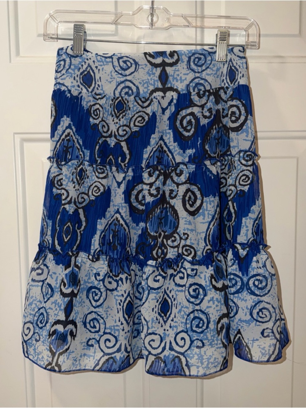 INC International Concepts Women's Blue Ikat Lined Skirt Small
